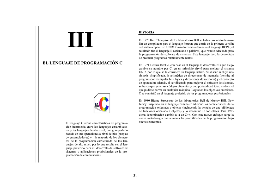 EL LENGUAJE DE PROGRAMACIÓN C