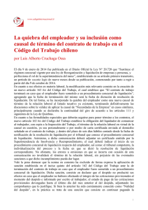 La quiebra del empleador y su inclusión como causal de término del