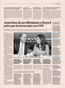 Argentina da un ultimátum a Repsol para que invierta más con YPF