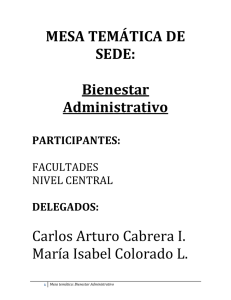 MESA TEMÁTICA DE SEDE: Bienestar Administrativo Carlos Arturo