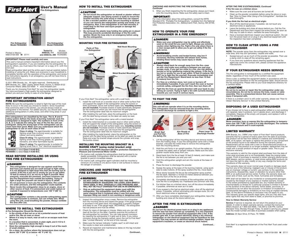 User`s Manual First Alert Store