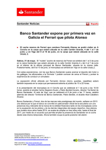 Banco Santander expone por primera vez en Galicia el Ferrari que