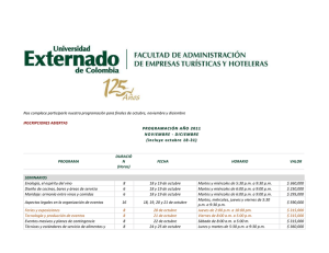 Nos complace participarle nuestra programación para finales de