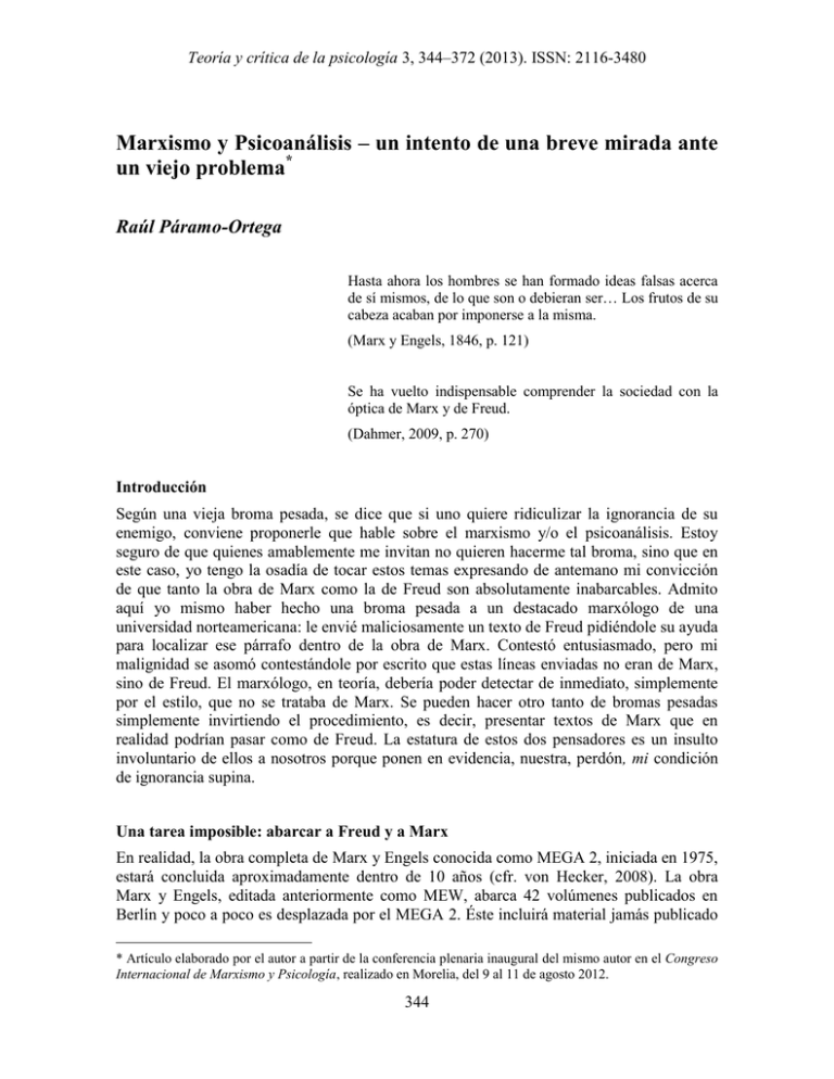 Marxismo Y Psicoanálisis - Teoría Y Crítica De La Psicología