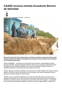 CAASD anuncia entrada Acueducto Barrera de Salinidad