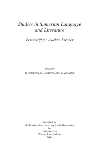 Studies in Sumerian Language and Literature