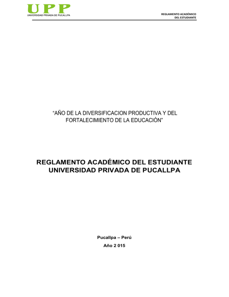 Reglamento Academico - Universidad Privada De Pucallpa