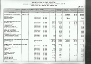 MUNICIPIO DE ALTAR, SONORA. INFORME SOBRE LA