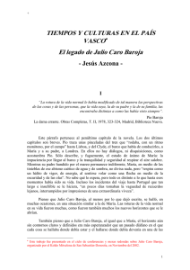 Tiempos y culturas en el País Vasco: el legado de Julio Caro Baroja