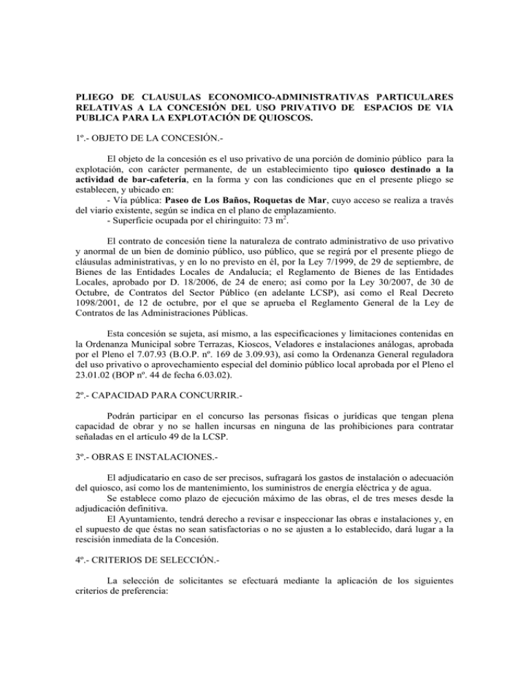 Pliego De Clausulas Economico administrativas Particulares Relativas
