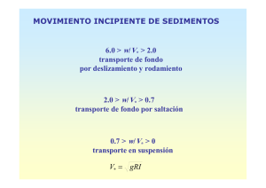 MOVIMIENTO INCIPIENTE DE SEDIMENTOS 6.0 > w/V* > 2.0