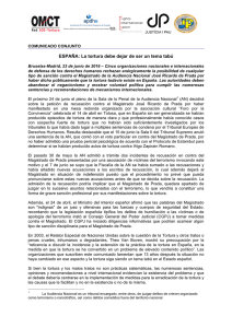 ESPAÑA: La tortura debe dejar de ser un tema tabú