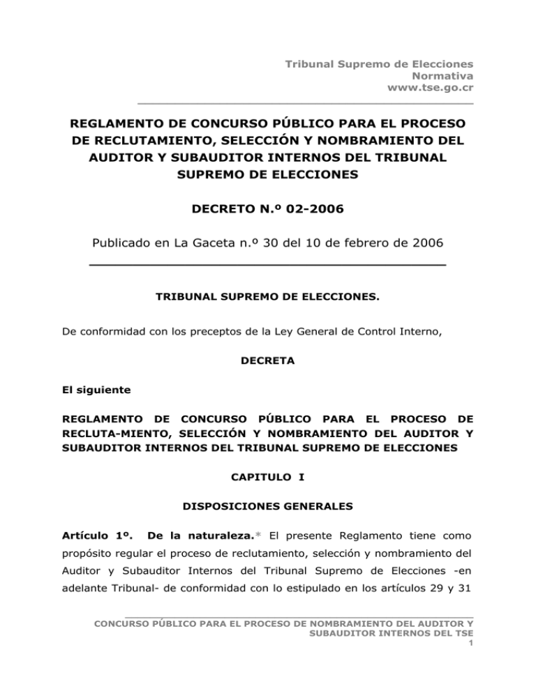 Concurso Público Para El Proceso De Nombramiento Del Auditor Y