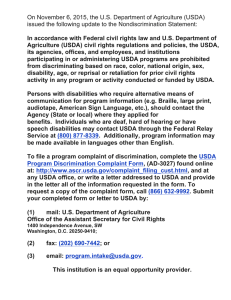 On November 6, 2015, the U.S. Department of Agriculture (USDA