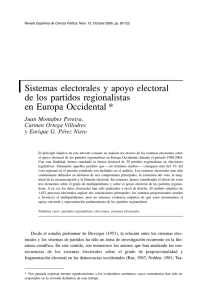 Sistemas electorales y apoyo electoral de los partidos regionalistas