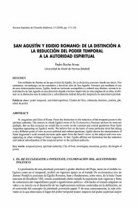 SAN AGUSTÍN Y EGIDIO ROMANO: DE LA DISTINCIÓN A LA