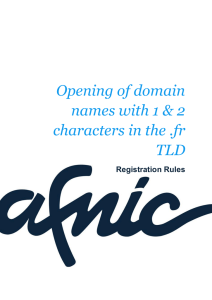 Registration rules for .fr domain names with 1 and 2 characters