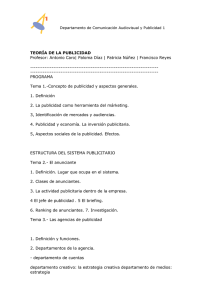 TEORÍA DE LA PUBLICIDAD Profesor: Antonio Caro| Paloma Díaz