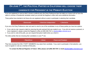 on june 7 , the political parties in california will choose their