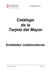 Catálogo de la Tarjeta del Mayor - Conselleria de Bienestar Social