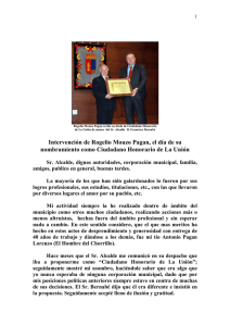 Intervención de Rogelio Mouzo nombrado ciudadano honorario