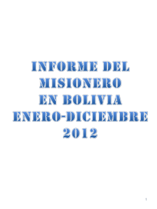 INFORME DEL MISIONERO EN BOLIVIA 2012