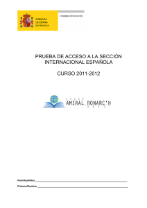 prueba de acceso a la Sección 2011-2012