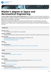 Master`s degree in Space and Aeronautical Engineering