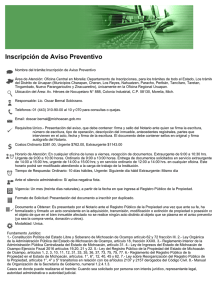 Inscripción de Aviso Preventivo - Gobierno del Estado de Michoacán