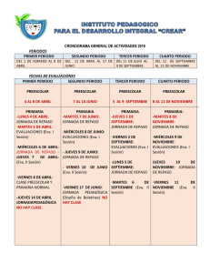cronograma general de actividades 2016 periodos primer periodo