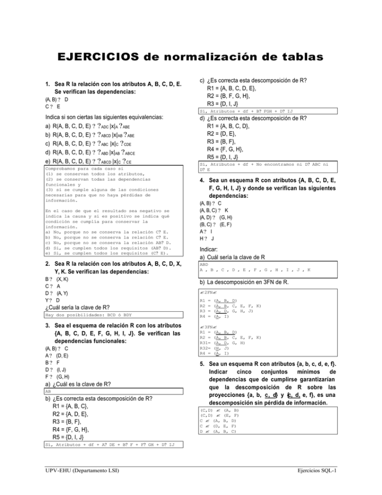 EJERCICIOS De Normalización De Tablas