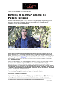 Dimiteix el secretari general de Podem Terrassa