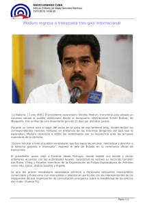 Maduro regresa a Venezuela tras gira internacional