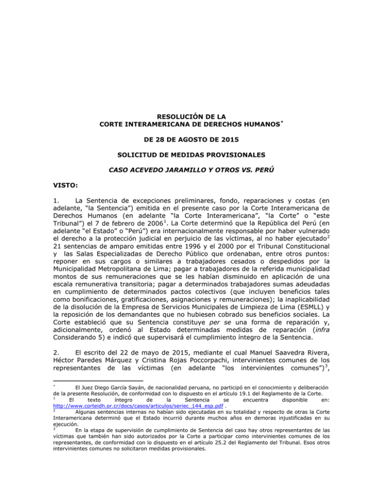 Resolución Corte Interamericana De Derechos Humanos