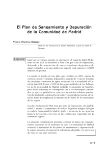 El Plan de Saneamiento y Depuración de la Comunidad de Madrid