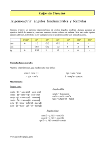 Trigonometría: ángulos fundamentales y fórmulas