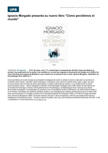 Ignacio Morgado presenta su nuevo libro "Cómo percibimos el