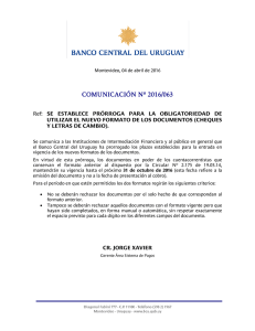 comunicación nº 2016/063 - Banco Central del Uruguay