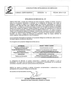 CONVOCATORIA [NTELIGENCiA DE MERCADO COD`iGO: 230F