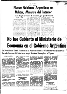 No fue Cubierto el Ministerio de Economía en el Gobierno Argentino