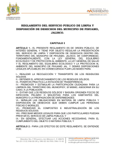 REGLAMENTO DEL SERVICIO PUBLICO DE LIMPIA Y
