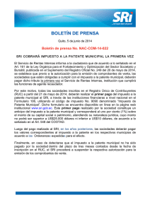22 BOLETIN DE PRENSA pago de patente municipal