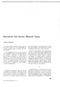 Recuerdo del doctor Manuel Tapia