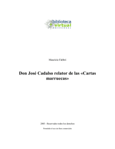 Don José Cadalso relator de las «Cartas marruecas