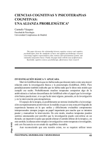 CIENCIAS COGNITIVAS Y PSICOTERAPIAS COGNITIVAS: UNA