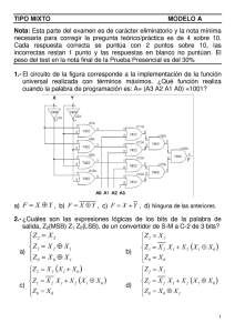 TIPO MIXTO MODELO A Nota: Esta parte del examen es de carácter