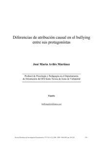 Diferencias de atribución causal en el bullying entre sus protagonistas