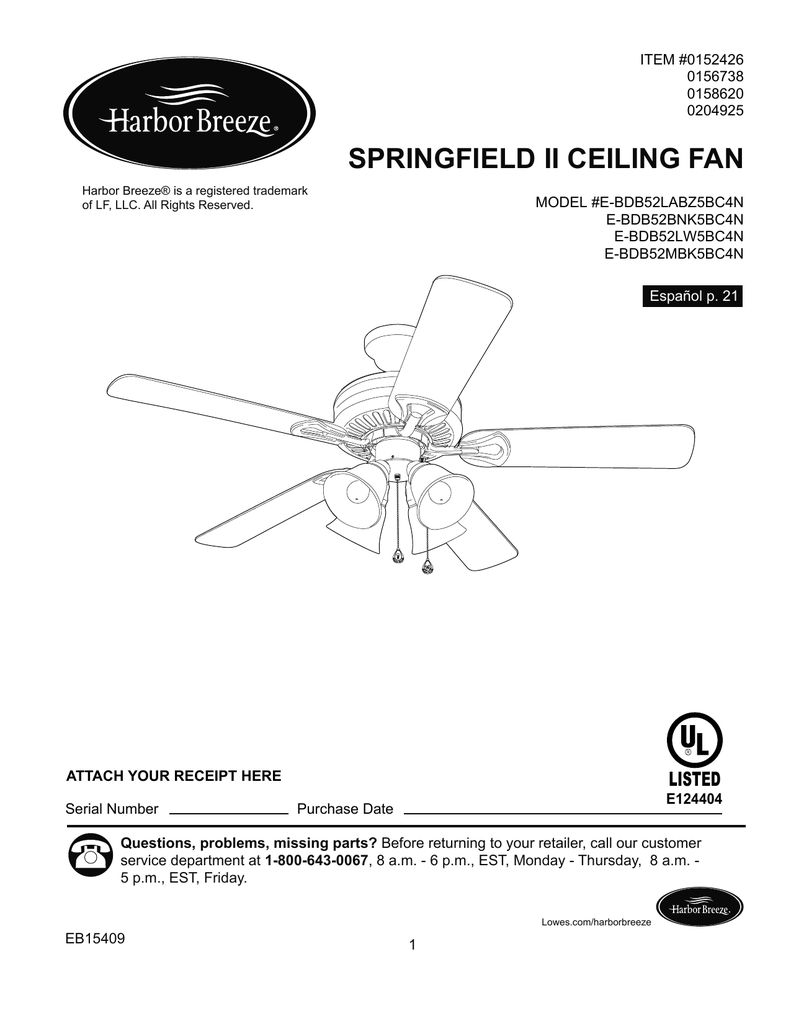Springfield Ii Ceiling Fan