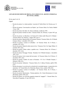 Listado de recortes de prensa del archivo personal de Vintila Horia