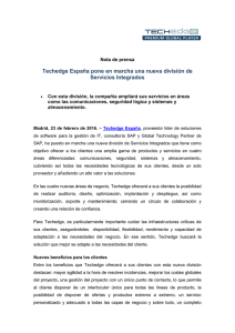 Techedge España pone en marcha una nueva división de Servicios